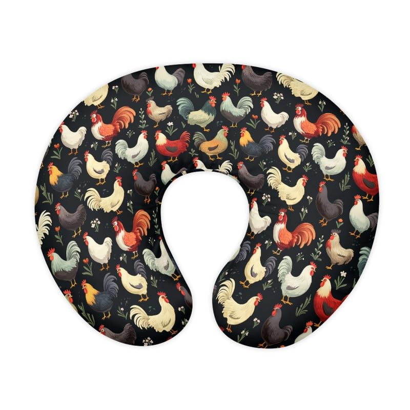 Daulesho Farm Rooster Nursing Pillow Cover for Girls, Cartoon Chicken Animal Breastfeeding Newborn Soft Comfort Pillowcase Oil Painting Hen Nursing Pillow Original Support Cover