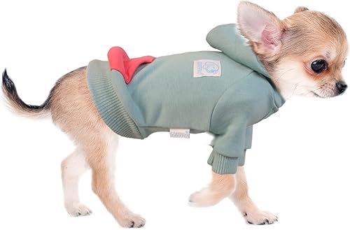 Sudadera con capucha para perros SZAT PRO mejorada, ropa de cachorro 100 % algodón para perros y gatos pequeños, ropa de chihuahua, suéteres sin