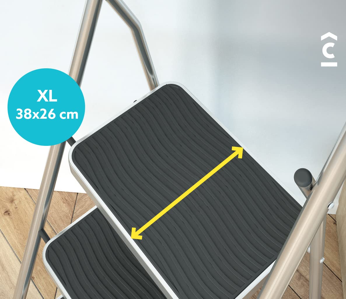Colombo | Sgabello Security 3 Gradini e Maniglione Sicurezza XL | Scaletta Pieghevole in Alluminio 3 Acciaio | Portata 150 kg | Made in Italy