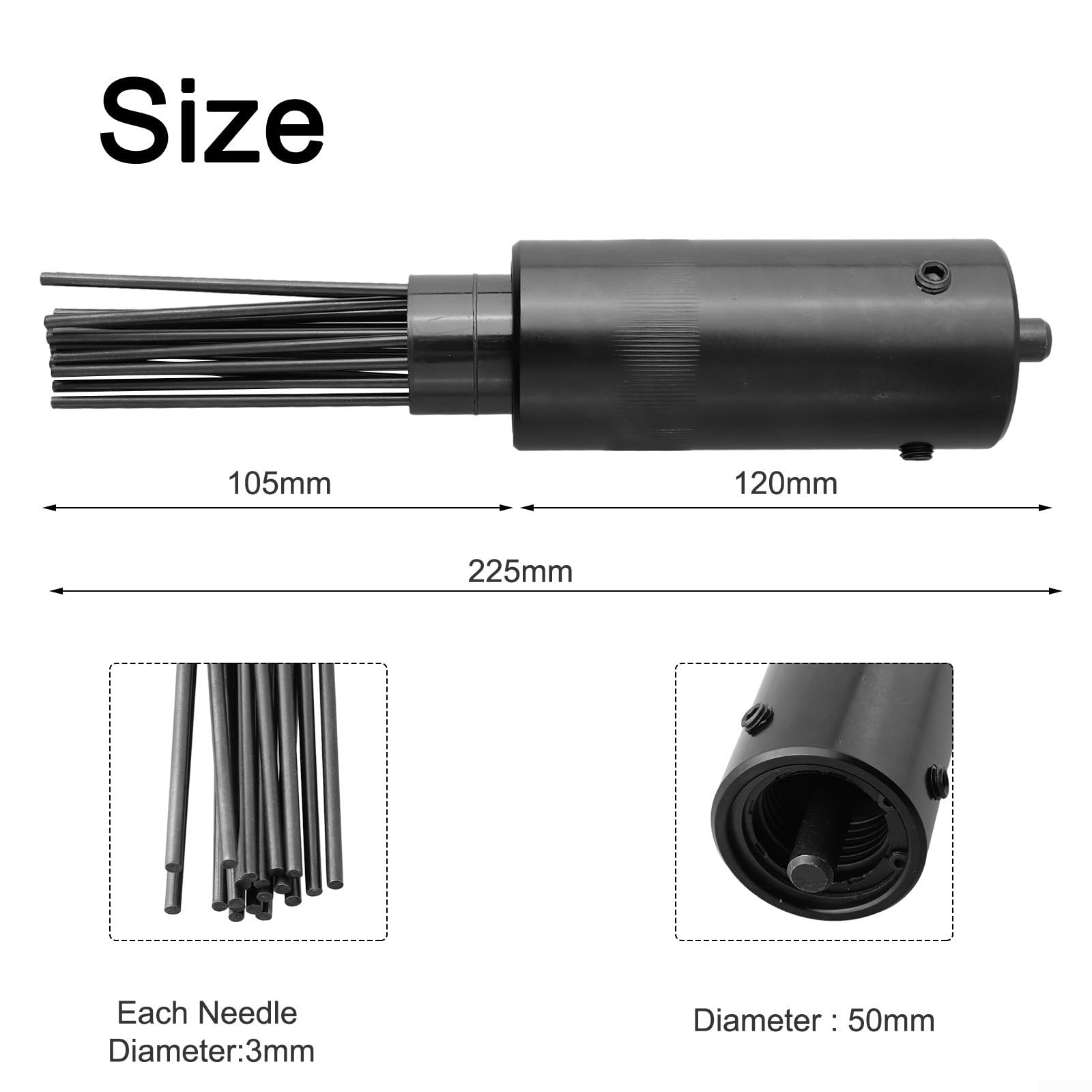 Cabezal de repuesto de 90 psi, limpiador de escorias de aguja, cabezal de eliminación de óxido de alta eficiencia para desoxidadores neumáticos, diseño de haz de agujas para soldador (225 x