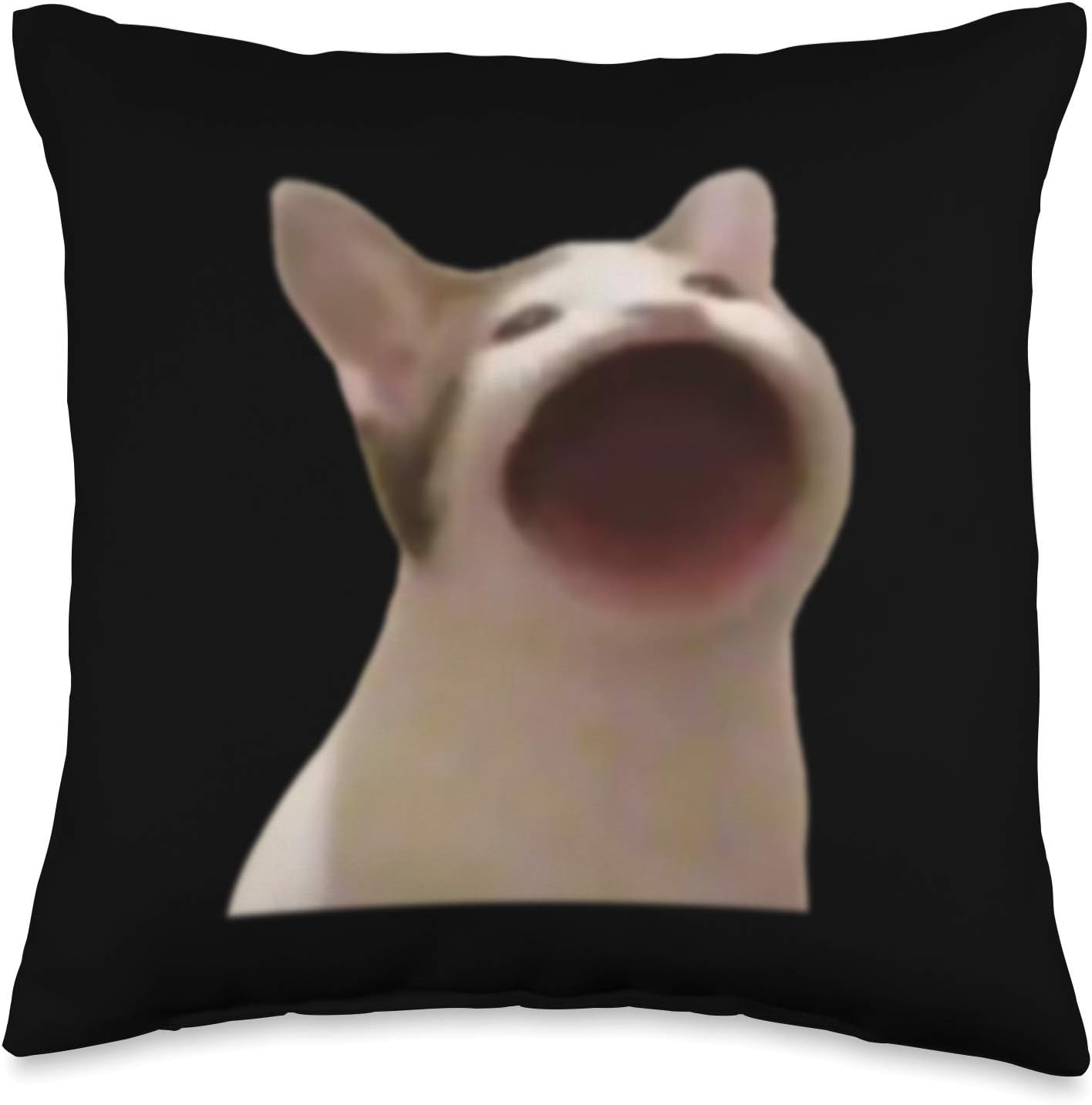 Wide Mouth Cat Meme Popping Cat Meme Singing Cat Meme Throw Pillow