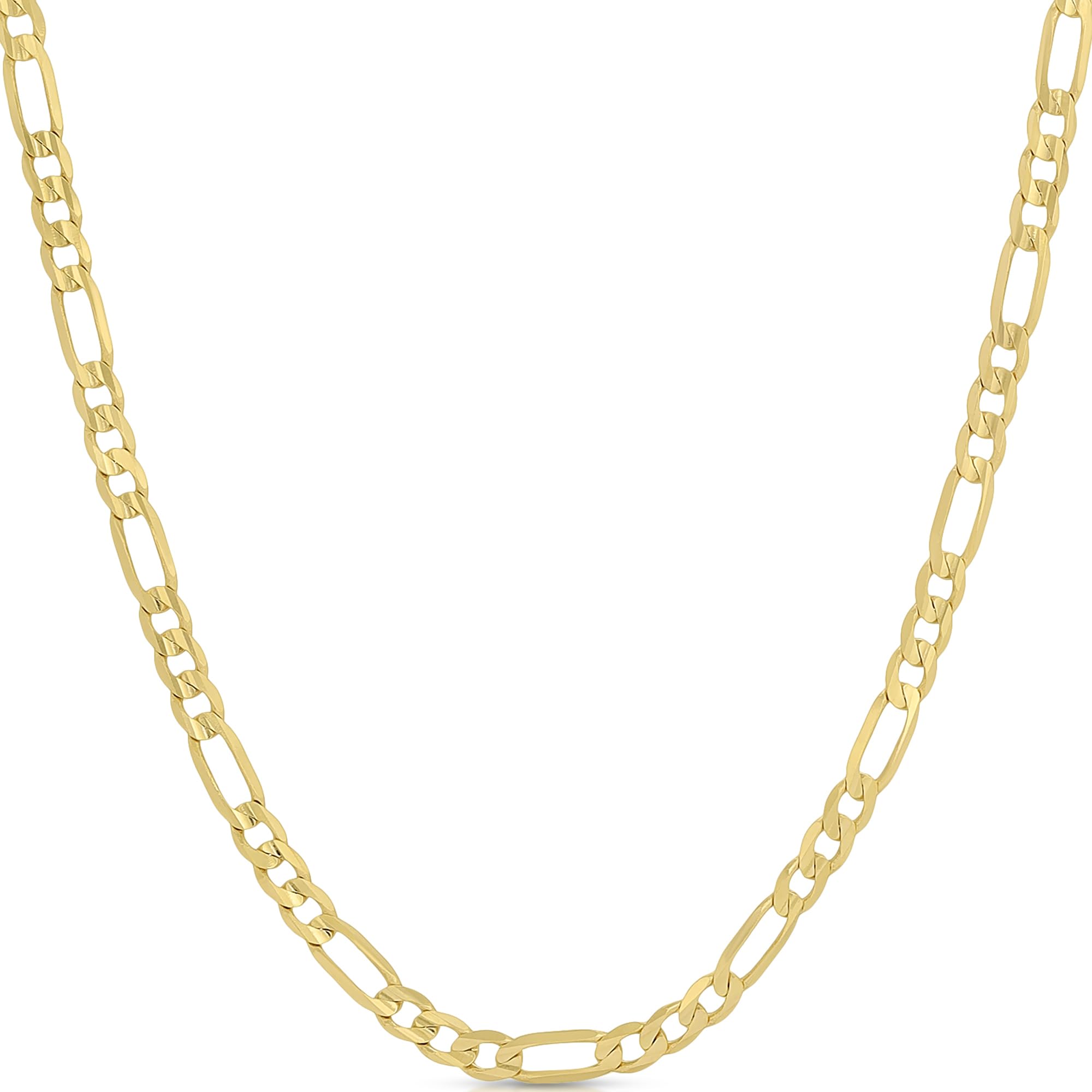 EVAYA Real Solid 14k Gold Figaro Chain