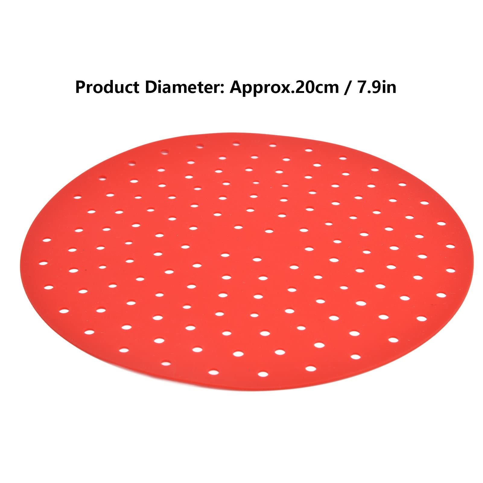 Alvinlite Tappetini Rotondi In Silicone Per Friggitrice Ad Aria - 20 Cm, Riutilizzabili, Antiaderenti E Facili Da Pulire (Rosso)