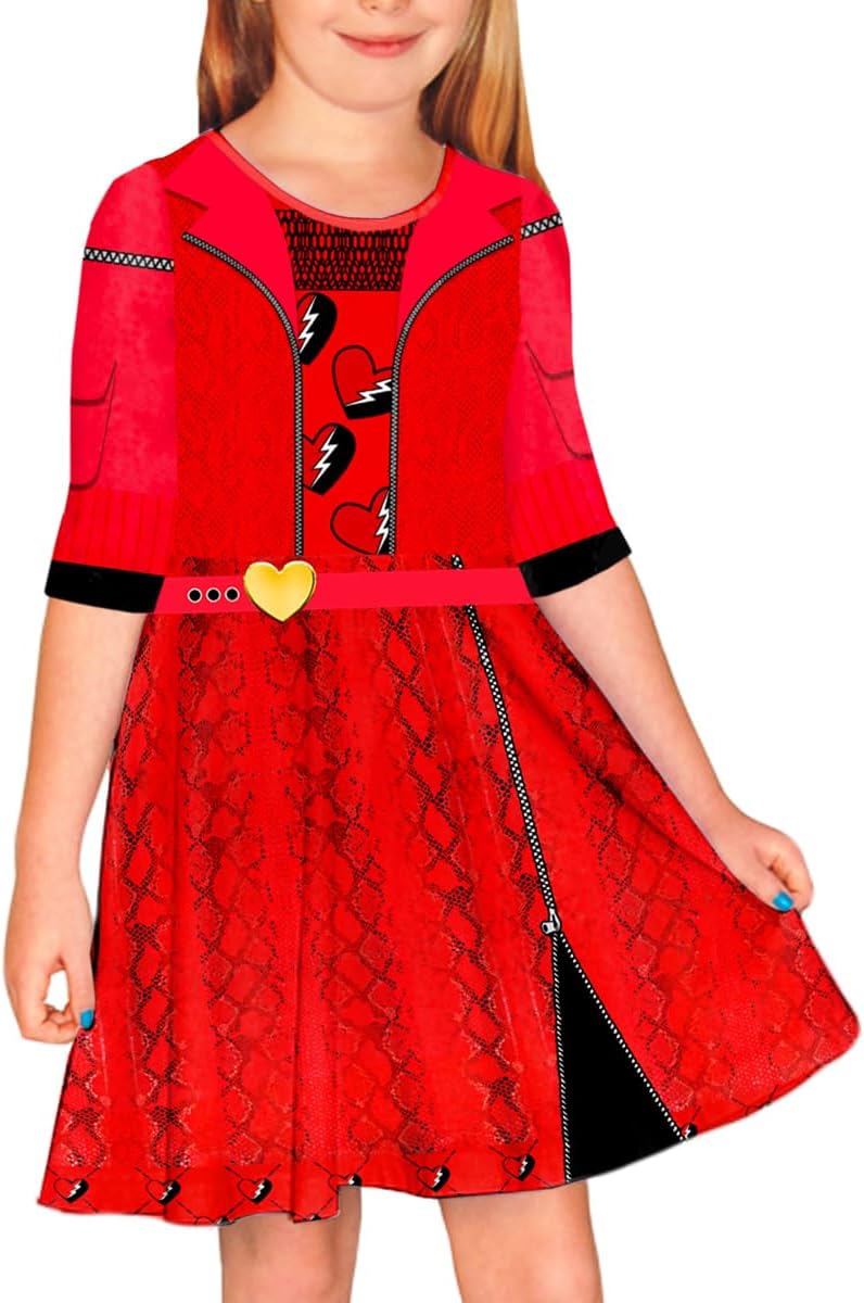 Remimi Girls Halloween Rise Red Dress Cute Princess A-Line Dresses 3-14 Years 7-8 Years Heart