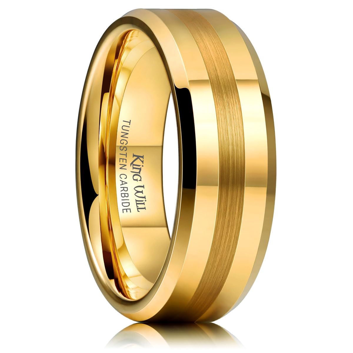 8mm Silver/Gold Tungsten Carbide Ring for Men Wedding Band Center Matte Brushed Polish Finish