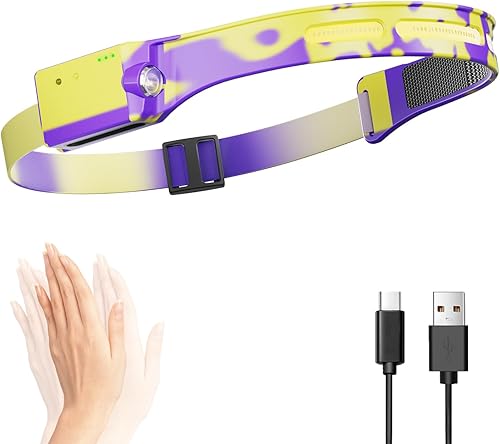 Daining Linterna frontal LED, lámpara frontal recargable por USB, haz ancho de 230, con sensor de movimiento, linterna impermeable súper brillante