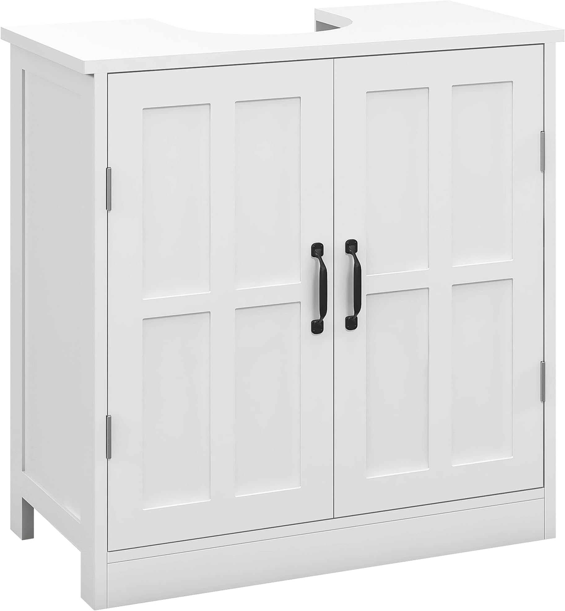 kleankin Pedestal Sink Storage Cabinet, Under Sink Cabinet with 2 Doors and Adjustable Shelf, Bathroom Vanity with U-Shape Cut-Out, White