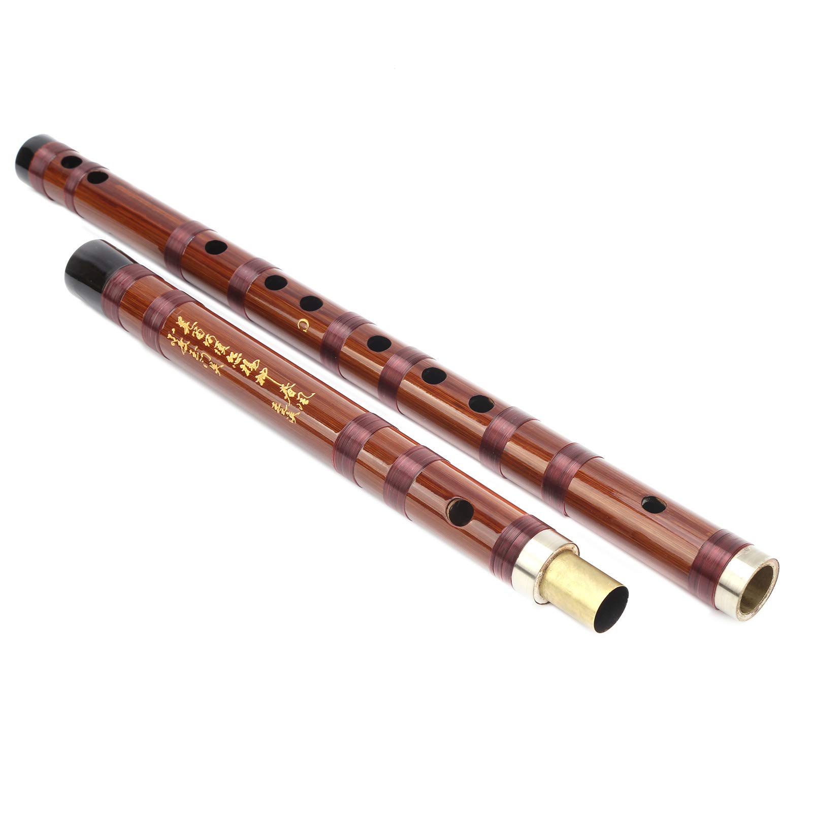 Instrument Dizi, sans fissures Ensemble de flûte en bambou à clé C brillant droit avec boîte à flûte à nœud chinois pour la performance pour l'examen de qualité pour les débutants