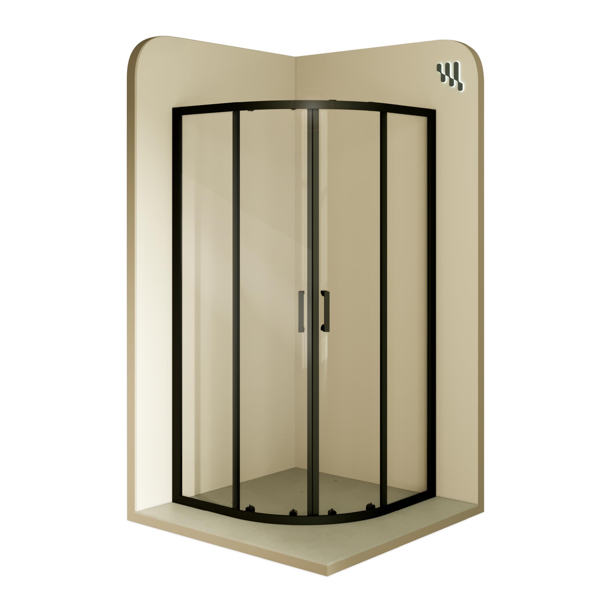 Mampara de Ducha Ella | 80x80x190cm | Puertas correderas | Ajuste 77,5-79,5 x 77,5-79,5cm | Perfiles negros, Cristal transparente de 6mm - Moments of Glass