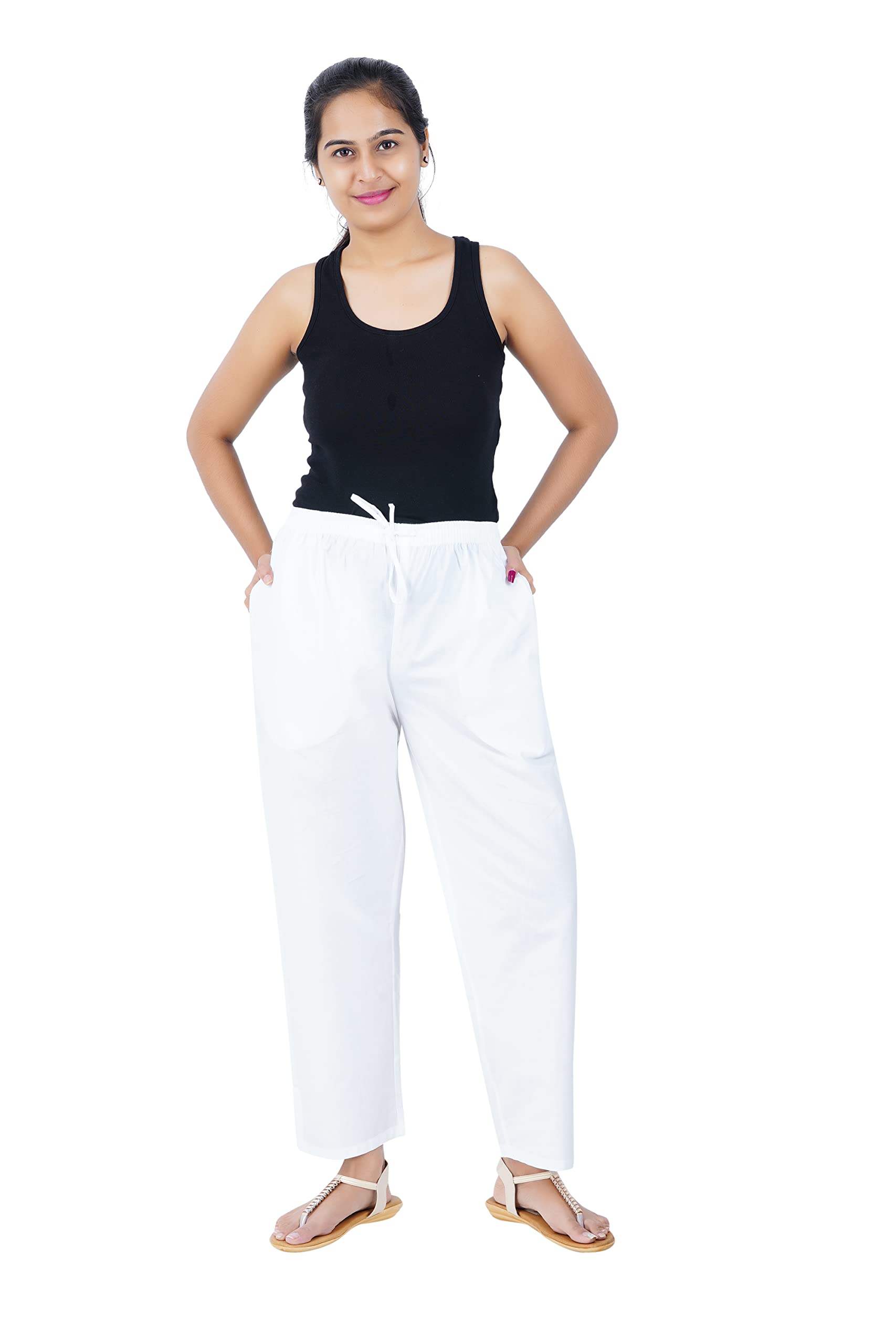 Parallel Pants Modern 100% Cotton Trousers for Women, Smart Ankle Length, Stylish Casual,Chic & Formal Wear, Ideal for Work, Office & Home, Regular Fit