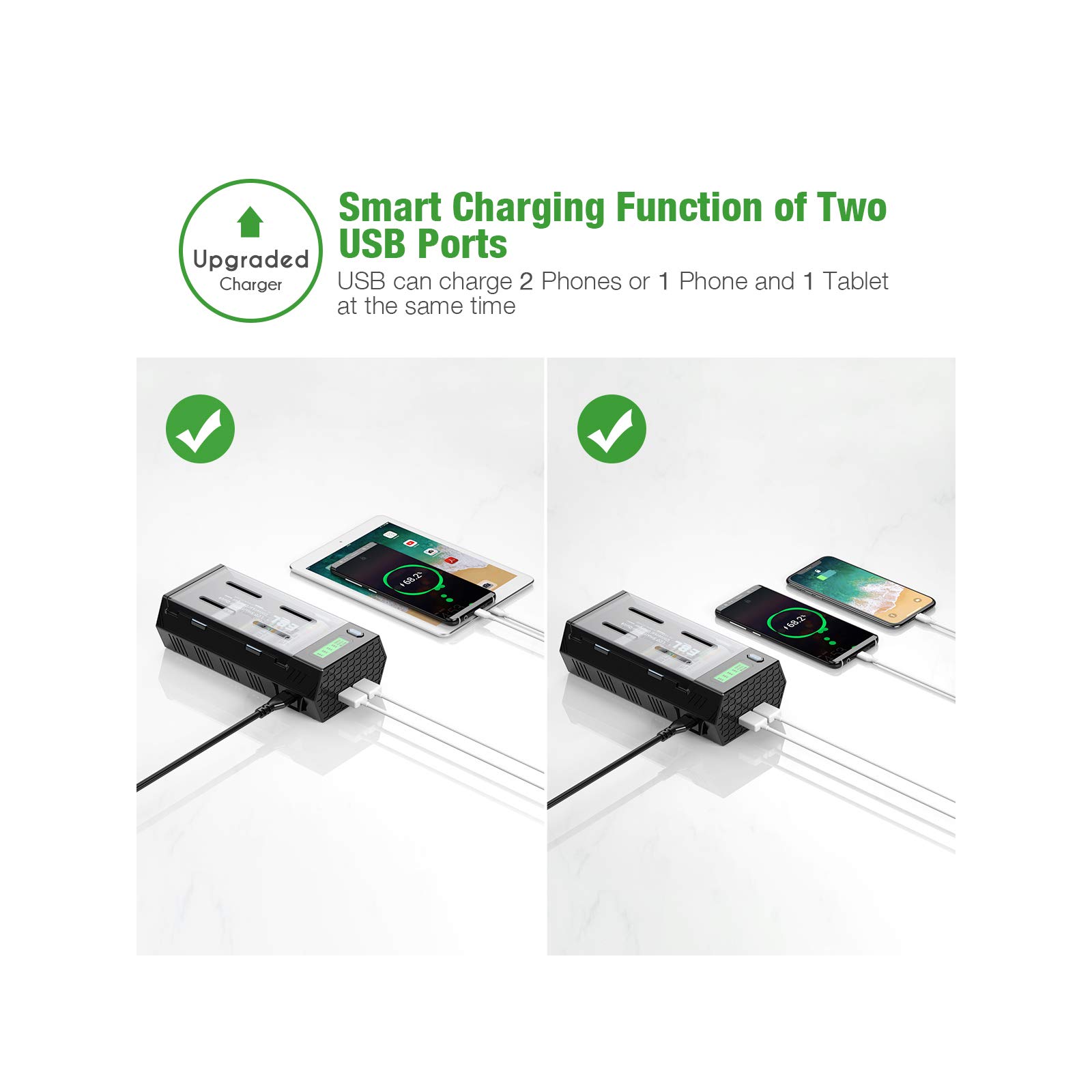 EBL D Size D Rechargeable Batteries (4 Pack, 10000mAh) and LCD NiMH Ni
