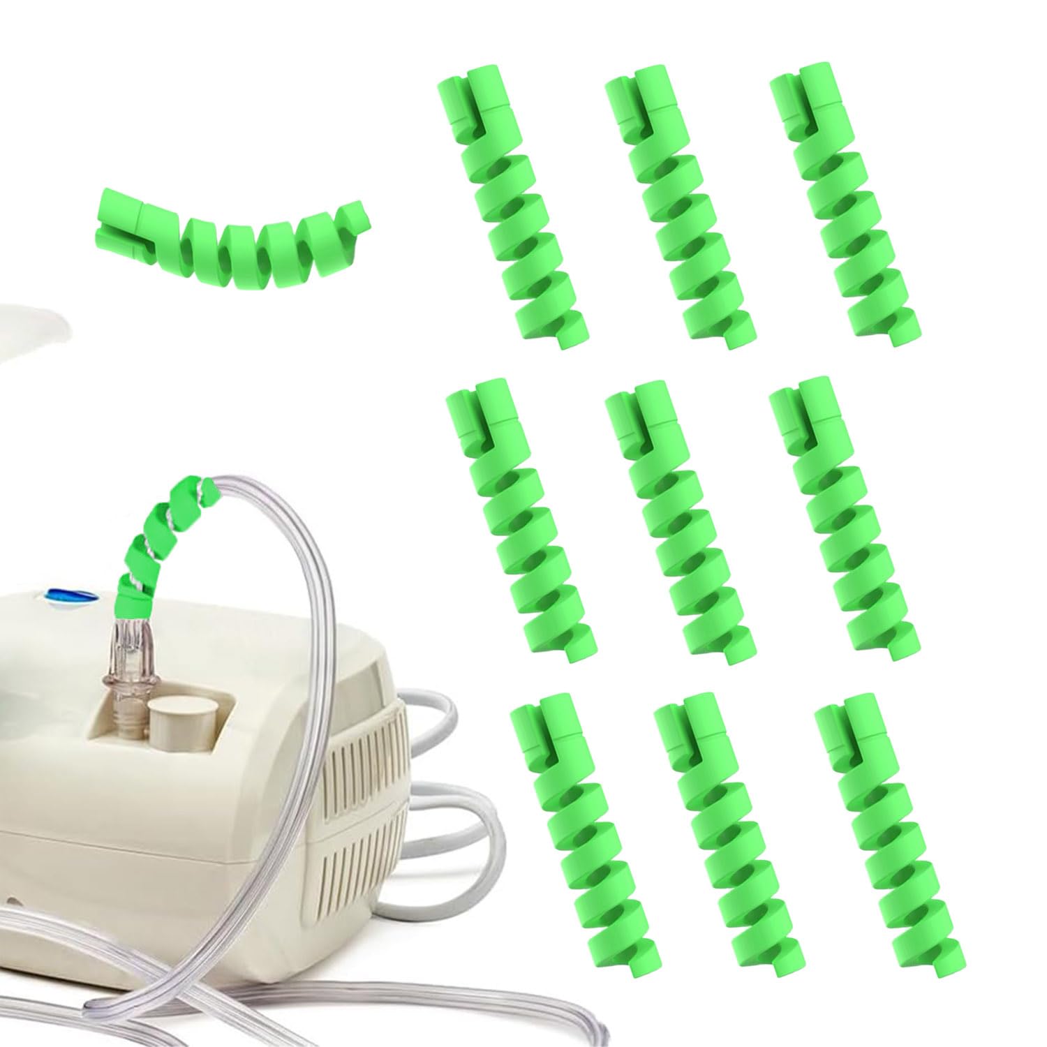 10 Pack Oxygen Tube Support Crimp Straightener, Oxygen Tubing Support | Oxygen Tubing Support Accessories, Keeps Hose From Kinking, Reusable, Green, Fits Any Oxygen Concentrator Tube