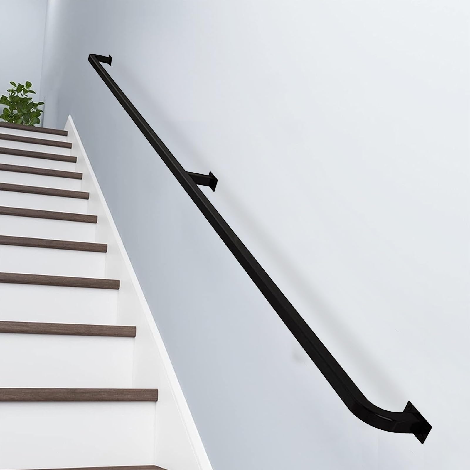 GHFXSCV Wall-Mounted Black Metal Safety ils for Stairs 7ft (210cm) Wrought Iron BracketSupport for Enhanced Stability and Safety in Homes or Businesses