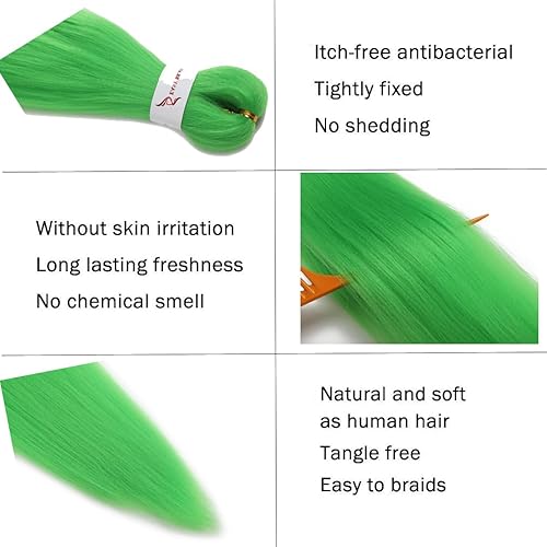 Miniatura 4 de Extensiones de cabello trenzado preestiradas de 30 pulgadas, paquete de 3 paquetes de trenzas de ganchillo profesionales largas, cabello sintético