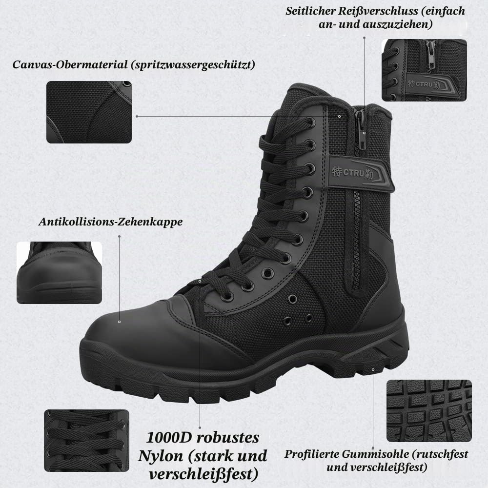 Herren Militär Stiefel Schwarz Kampfstiefel Schnürboots Armeestiefel einsatzstiefel Springerstiefel Militär Schuhe SN-307