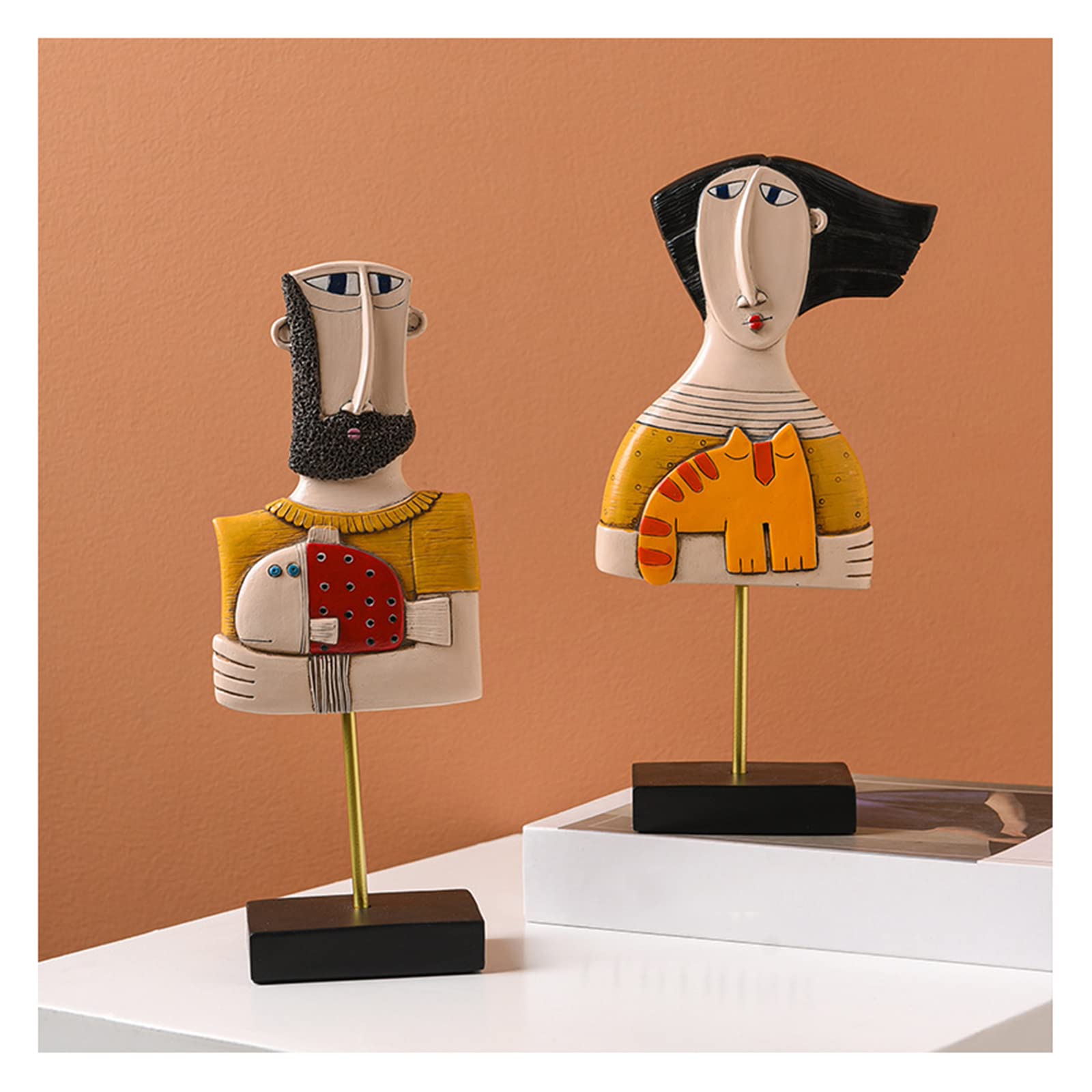 Skulpturen Deko Modern, Abstrakte Kunst Gesicht Deko Figuren, Tischdeko Wohnzimmer, Dekoration Wohnung, Dekofiguren Harz Statue, Geschenk,Portrait Set b