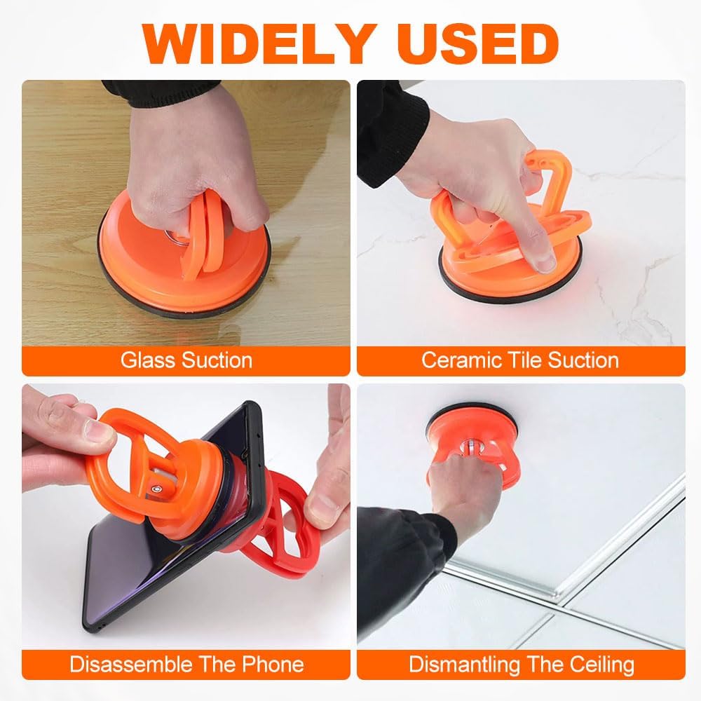 Heavy Duty Car Dent Puller Kit, 110LBS Professional Paintless Dent Repair (PDR) Tools, 4.5" Large Suction Cup Dent Remover with Nano Polishing Pads, for Auto Body, Glass Lifting (B-3Pack)