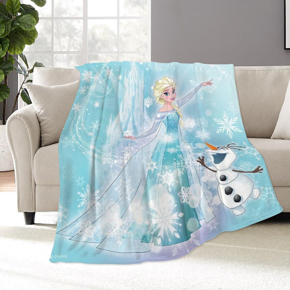 FYDZBSL Frozen Manta con Estampado, Manta de Forro Polar con Kawaii Mantas de Forro Polar Suave y Acogedora Manta de Franela Cálida Manta Suave acogedora Manta de Forro Polar para Niñas, Niños