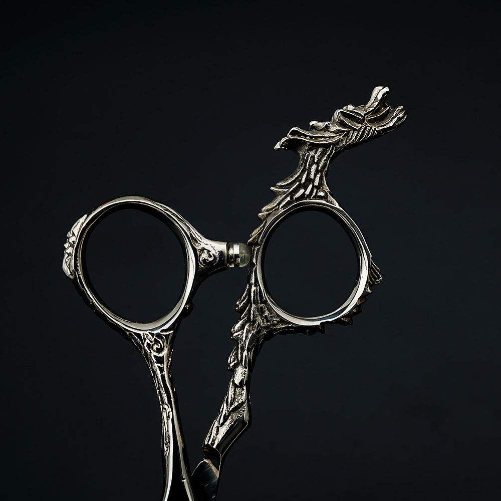 Forbici per capelli professionali giapponesi da 6 pollici per parrucchiere, barbiere, manico a forma di drago, utensile da taglio, in acciaio inossidabile, argento, 6 pollici (Silver 6 inch)