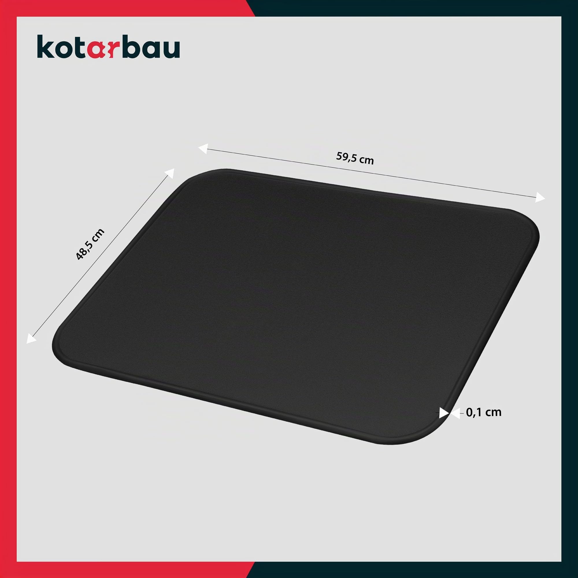 KOTARBAU® Piastra di base per camino, 48 x 60 cm, in acciaio verniciato a polvere, colore nero, per cenere, camino, camino, protezione da pavimento per focolari, stufe, piastra di protezione dalle