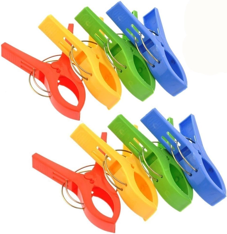 Daixers 8pcs 4.7" Durable Large Beach Towel Clips Plastic Clothespins Clothes Pegs Pins Clothes Hanger Clamp
