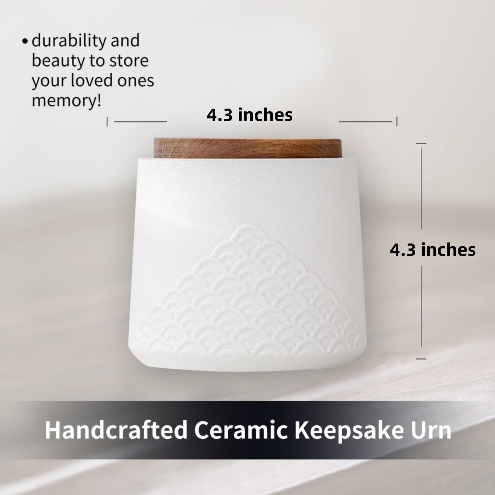 NS Online White Small Urn Ashes Keepsake - 4.3 inches Ceramics Sharing Sea Wave Small Urn, Capacity 30 Cubic inches Memorial urn for Human, Pets - Qnty 1