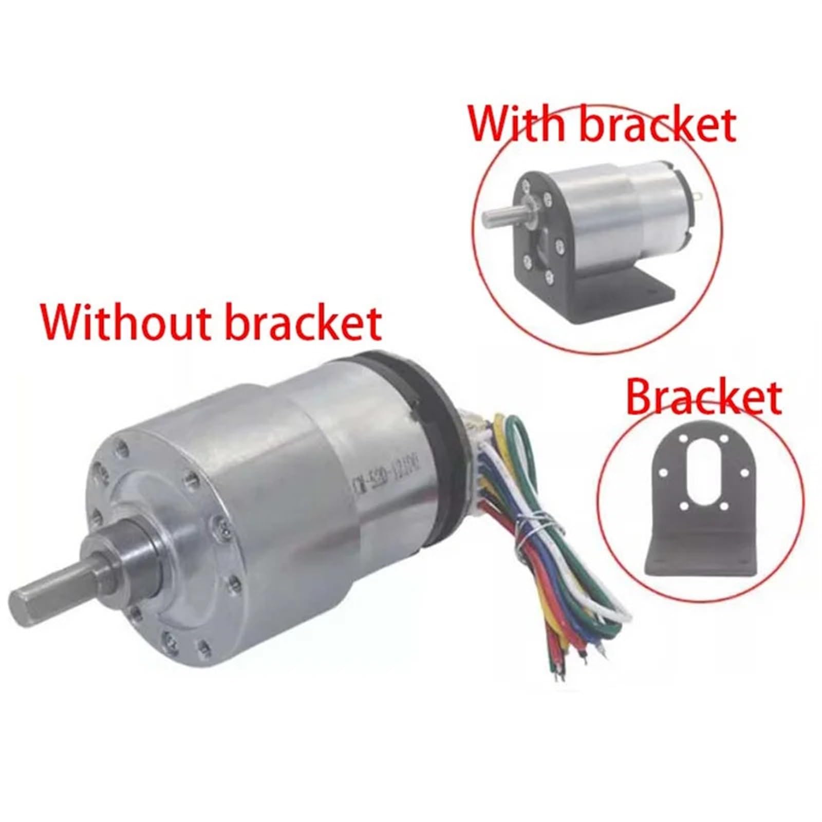 520 Getriebemotor-Encoder DC 6 V 12 V Hohes Drehmoment Ganzmetall-Getriebe-Untersetzungsmotor 20-1000 U/min Elektrisches Untersetzungsgetriebe(with Bracket,6V 100 RPM)