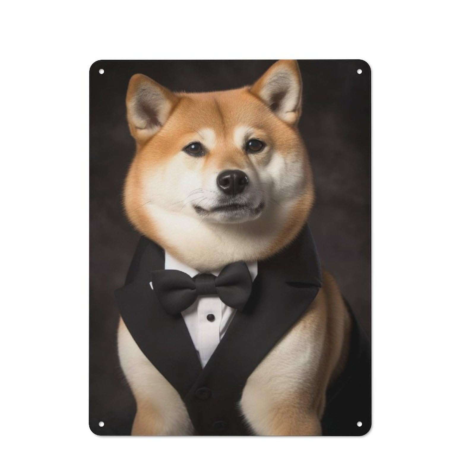 Junmoney Well Dressed Shiba Inu Dog Tin Sign 40X30cm With For Workshop Wall, Vintage Decor, Gift For Workshop Decor Fans During The Christmas Season