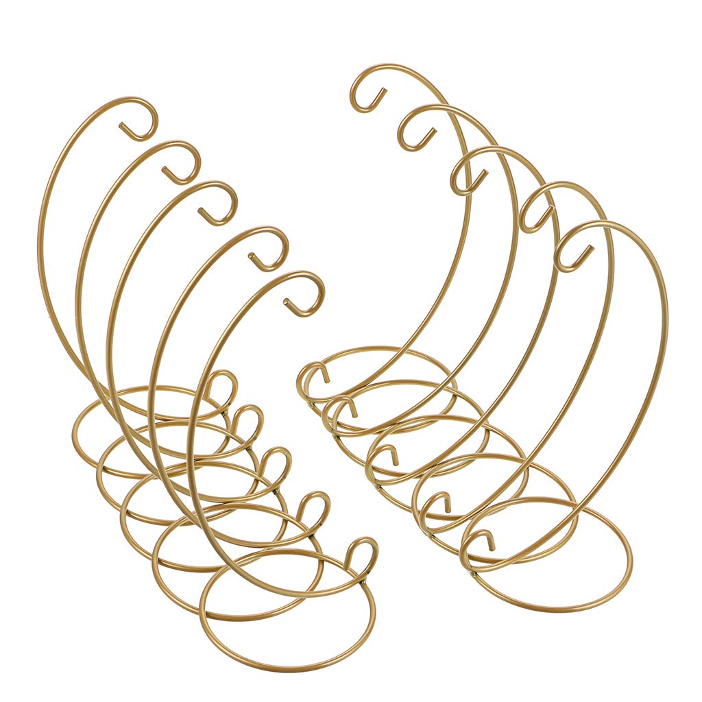 BSTKEY Lot de 10 Supports de décoration – Crochet de Suspension en Fer pour Suspendre Globe en Verre, Plante, Terrarium, Boule, Boule, Jardin, Bureau, Fête Artisanat, doré