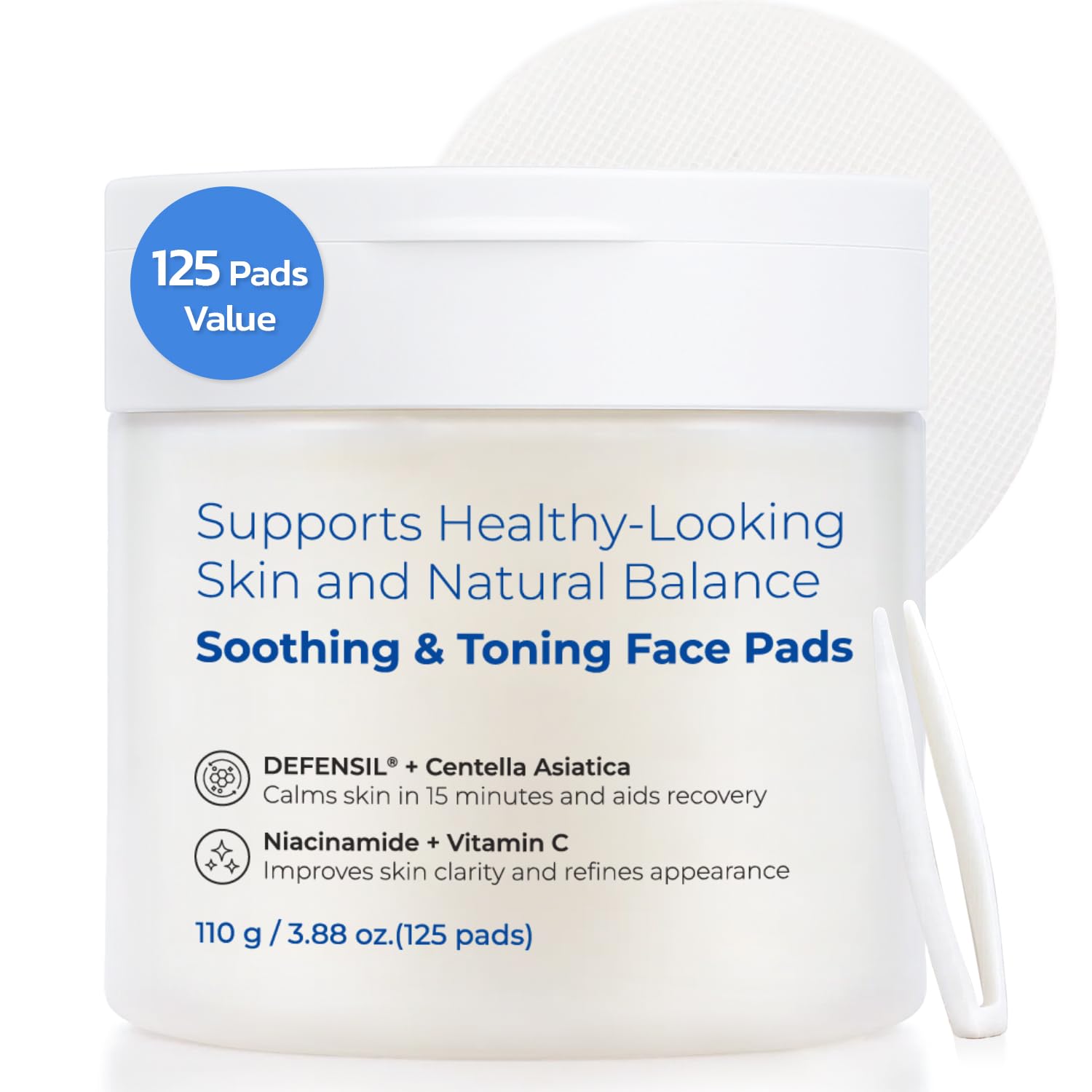 Soothing & Clarifying Toner Pads with Botanical Extracts, Tranexamic Acid, and Peptides – 125 Pre-Soaked Pads for Sensitive Skin, Redness Relief & Texture Care