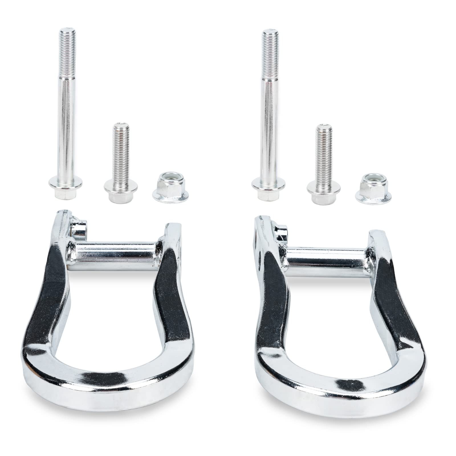 WEILEITE Front Bumper Tow Hook Shackles Chevy Silverado GMC Sierra 1500 2007-2018 Silverado 1500 LD 2019 Sierra 1500 Limited 2019 Replace 84072462(2Pcs,Silver Chrome)