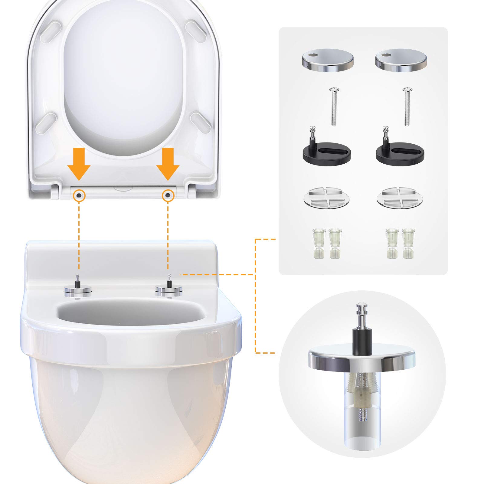 Cecipa Max Abattant WC Frein De Chute, Siège De Toilettes En Forme De O, Noir Couvercle De Toilette Pour Salle De Bain 81526380