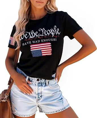 Womens 4th of July Independence Day T-Shirt Summer 1776 USA America Memorial Day Graphic Tees Tops