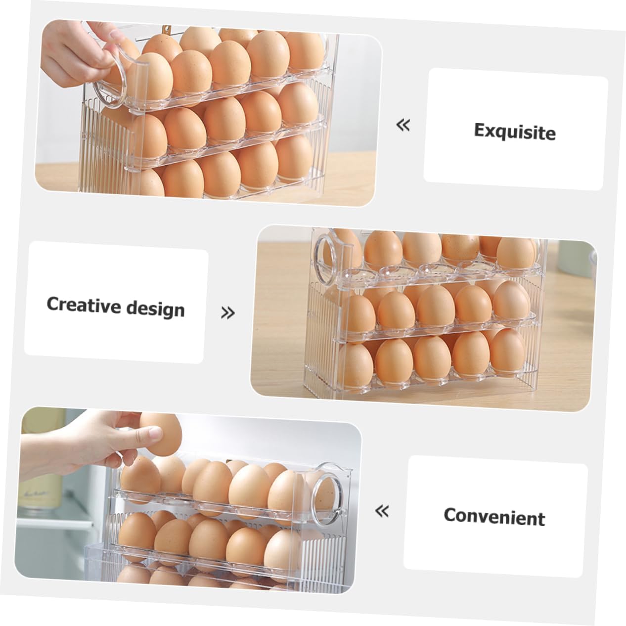 Egg Storage Container Refrigerator Egg Organizer Freezer Organizer Large Capacity Safe Pet Material