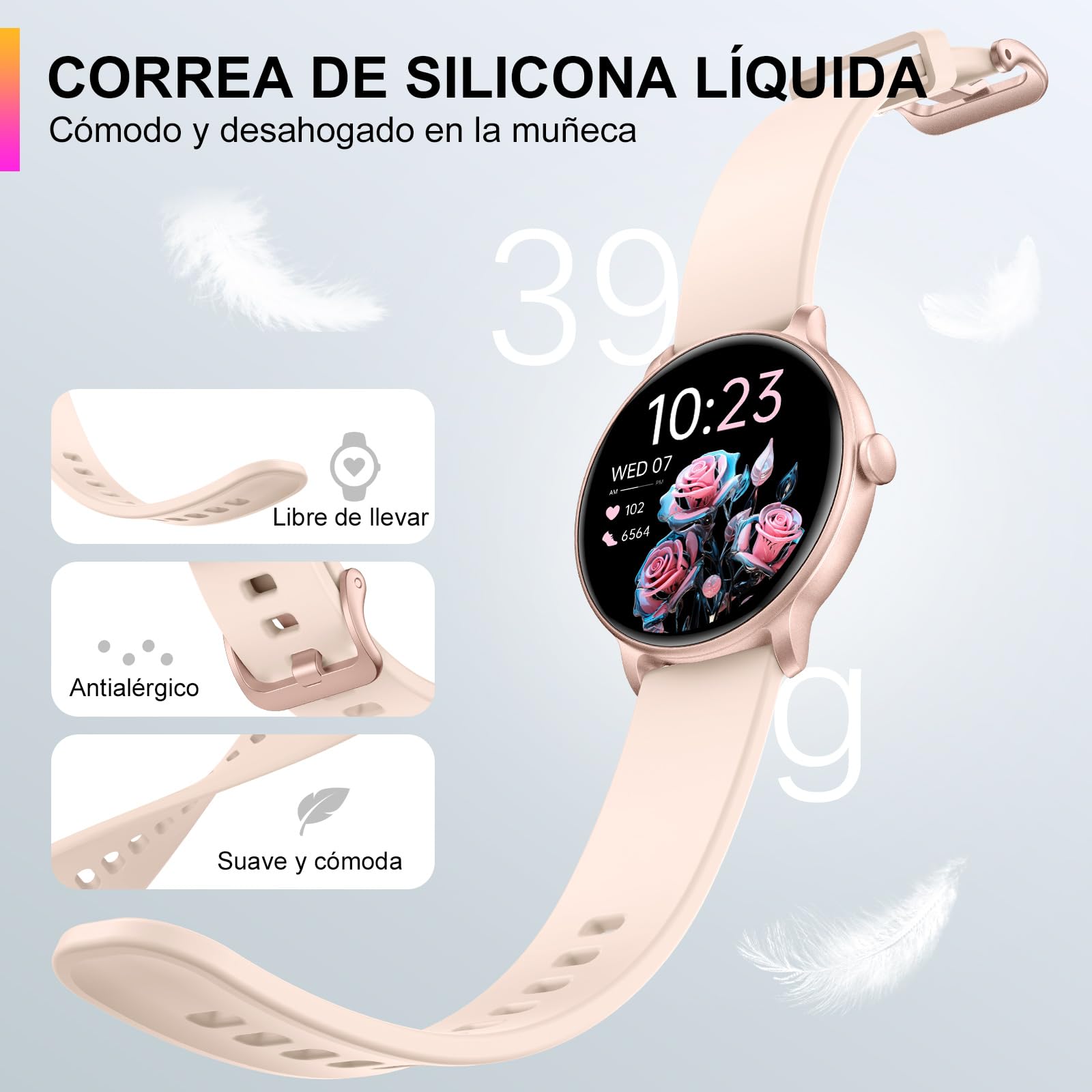 Reloj Inteligente Hombre Mujer, 1.43'' Smartwatch con Llamadas Bluetooth, 130+ Modo Deportivos Pulsera Actividad con Pulsómetro/Monitor de Sueño, Impermeable IP68 Smart Watch para Android/iOS