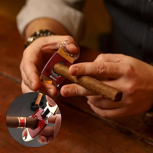 Miniatura 7 de FANKAI Juego de cortadores de puros, cortadores en V, accesorios de guillotina de hasta 60, corte perfecto, regalo ideal para el día del padre,