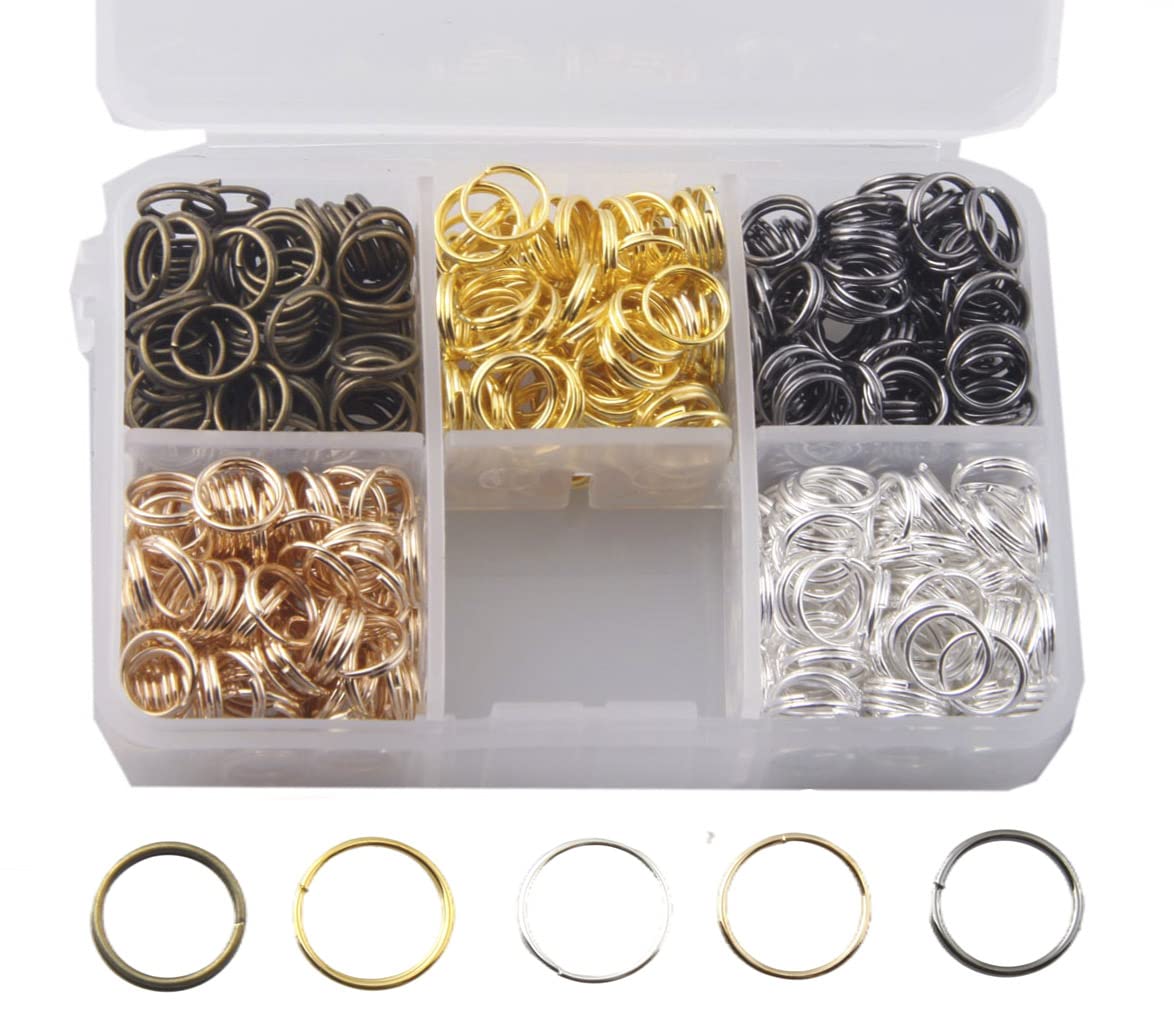 MAHAVIMOKSA 1Box Mixed Color Split Rings Double Loop Jump Rings Connector Mini Key Rings for DIY Jewelry Making Necklaces Bracelet Earrings Art Craft (8mm)