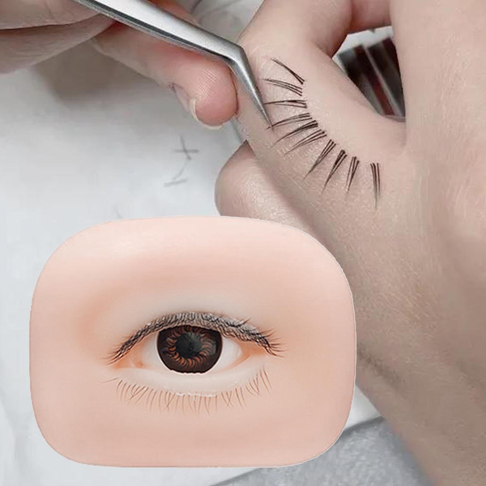 MagiDeal Modello di occhi finti in silicone per extension ciglia, modello di pratica per ciglia superiori a tre strati, occhi artificiali per principianti, Occhio Sinistro