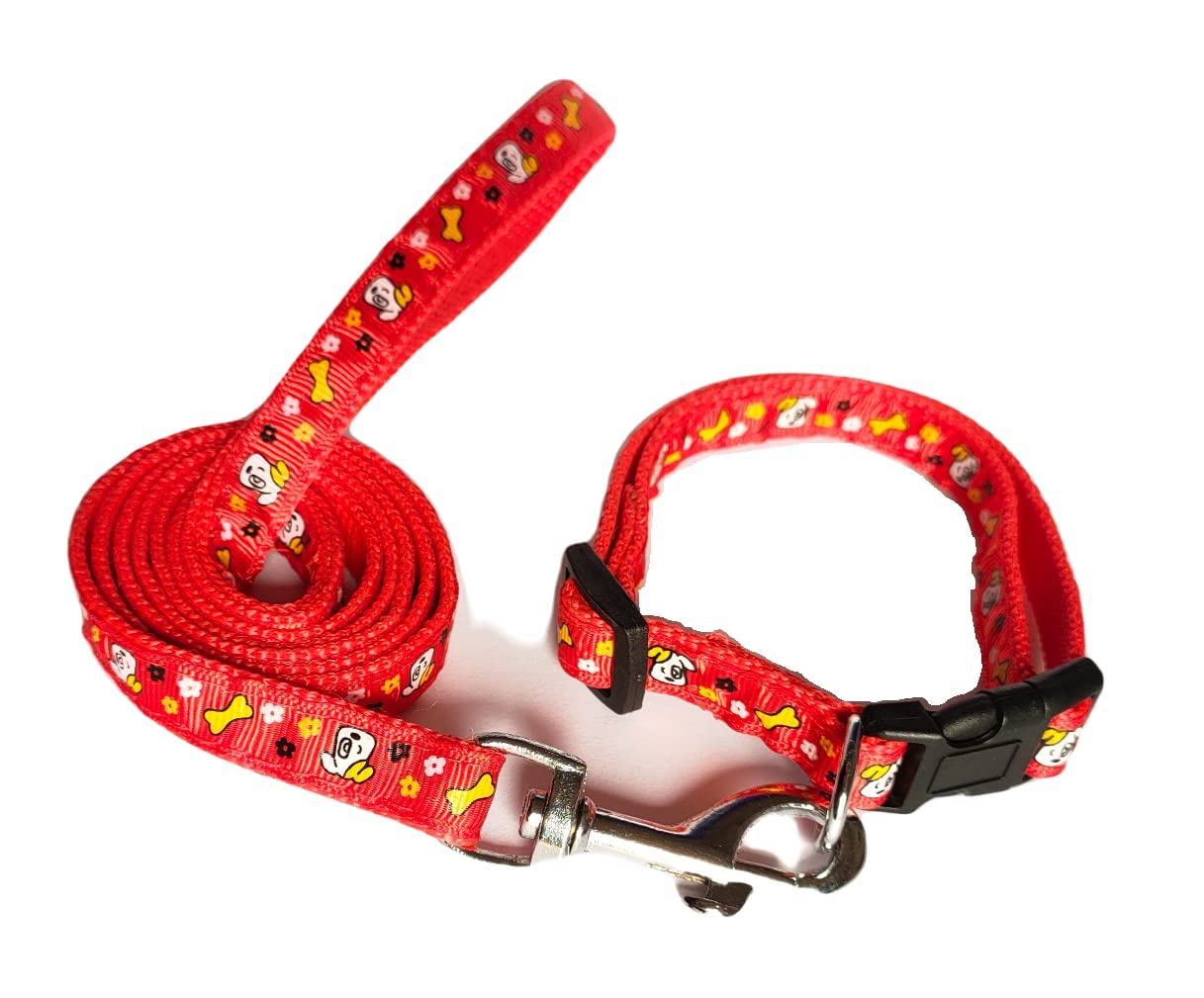 RvPaws Dog Collar Leash Set Puppy Printed, Adjustable Nylon Collar with Leash for Small Pet and Puppies, Color-Full Collar Leash Set for Puppies, Dog & Cat 15 MM (Red) (B09RV9W77G) Amazon Price History, Amazon Price Tracker