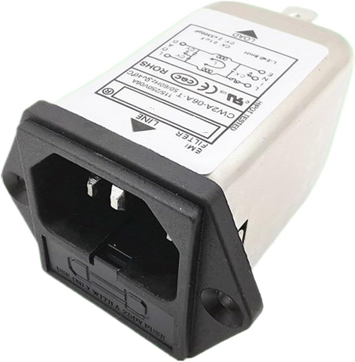EMI Single Phase 220V AC Power Filter CW2A 1A 3A 6A with Fuse 10A Socket(CW2A-10A-T)