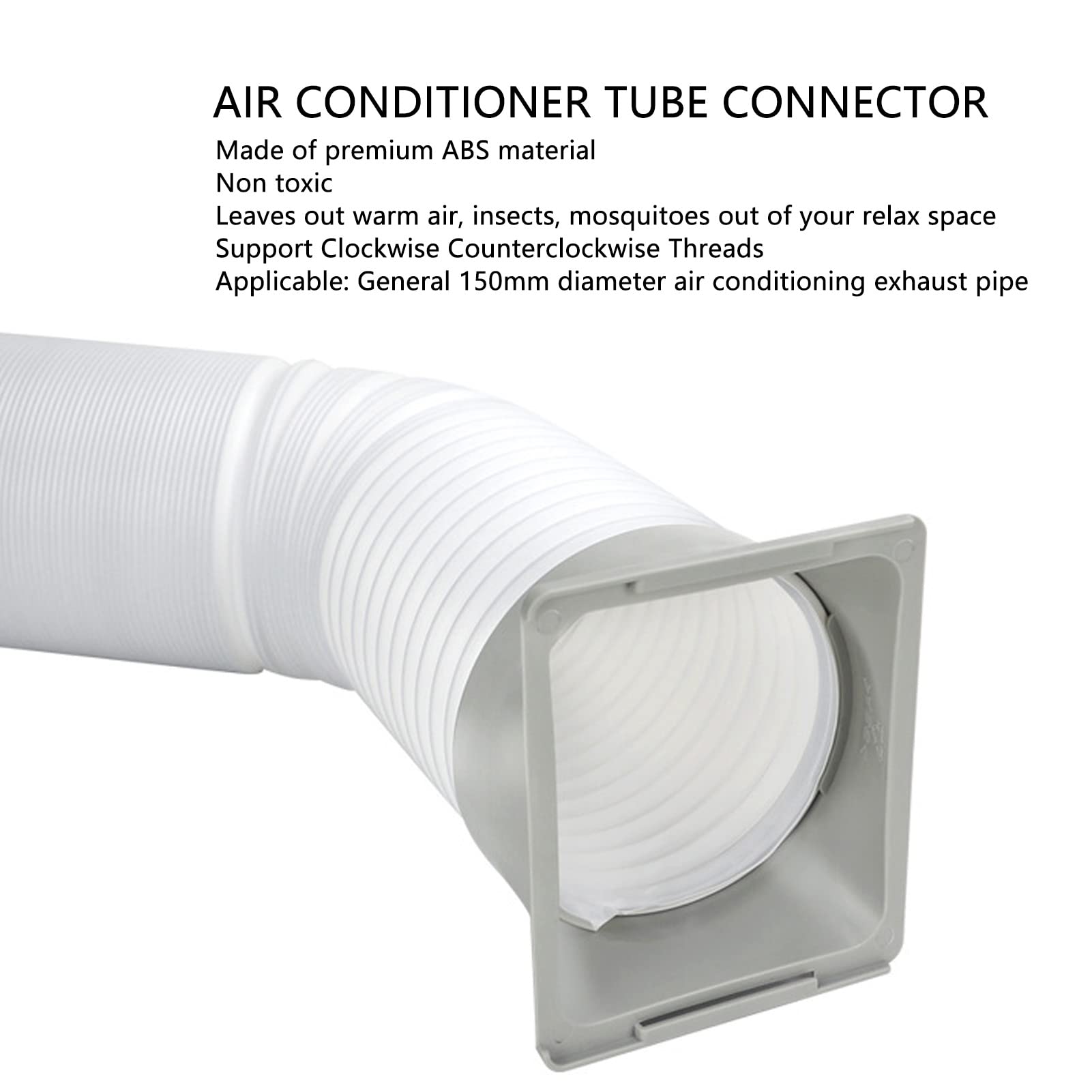 Accoppiatore Per Tubo di Scarico Per Condizionatore D'aria Portatile Adattatore Finestra Connettore Tubo Unità A/C Adattatore Per Finestra da Quadrato a Rotondo Porta,Adatto Diametro 150mm/5,9 pollici