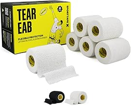 6 Rolls - SPORTTAPE EAB Tape | 7.5cm x 4.5m - White - Tearable Elastic Adhesive Bandage | Rugby Lifting Tape, Tear Light Strapping Tape for Medical, Lifting Blocks, Knee Strapping, Elbow & Wrist