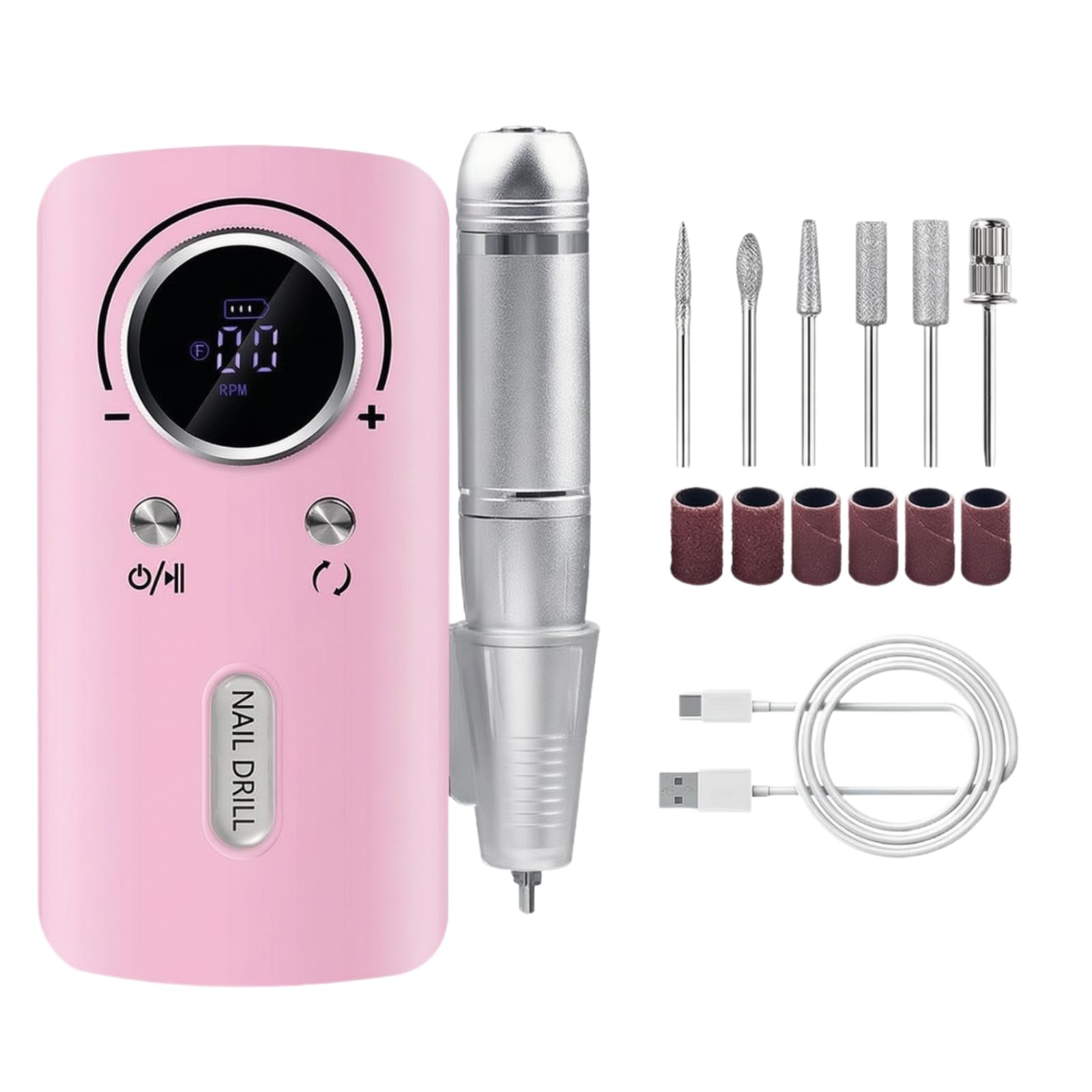 Amagogo Perceuse à Ongles Électrique Rechargeable Compact Perceuse à Ongles 'énergie Portable, Rose