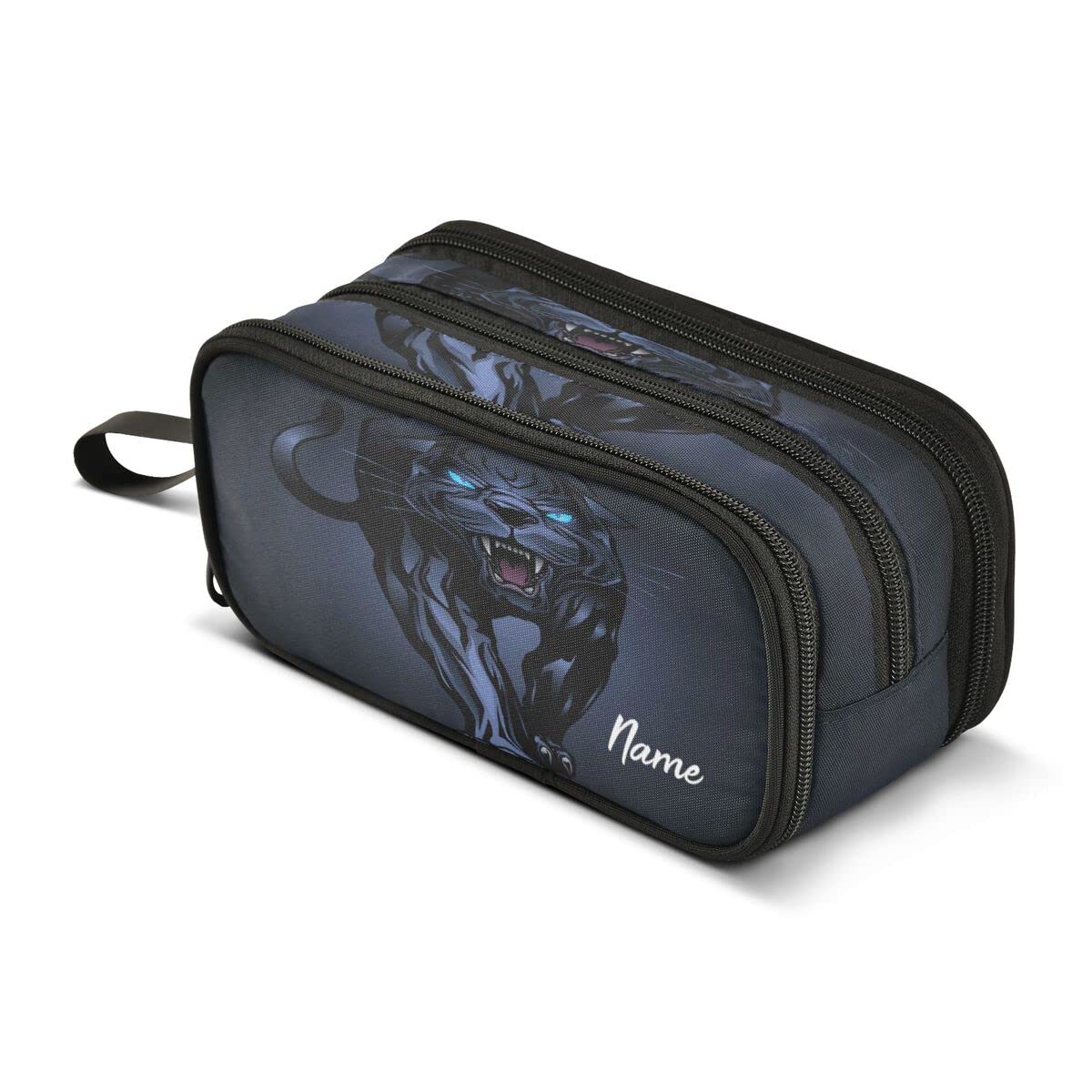 Mnsruu Custom Pencil Case Black Panther Pencil Case 3 Compartment Pen Bag Pouch Holder Box School Portable Stationery Storage Bag for Girls Boys