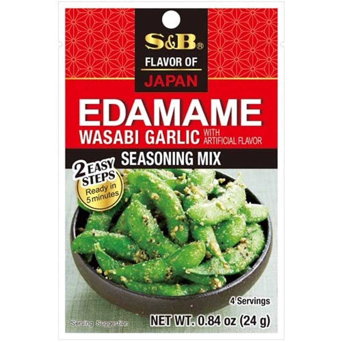 S&B - Sazonador de Wasabi y Ajo, Miz Especias, Aliño Edamames, Condimento Japonés - 24g