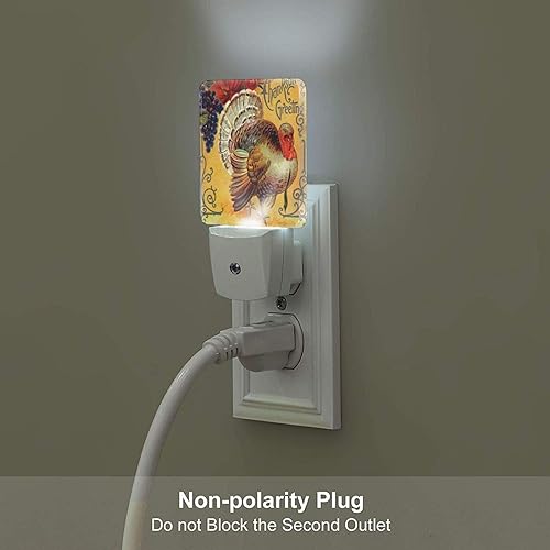 Miniatura 5 de Paquete de 2 luces nocturnas de pavo de Acción de Gracias, luces nocturnas LED enchufables, lámpara con sensor automático del atardecer al amanecer