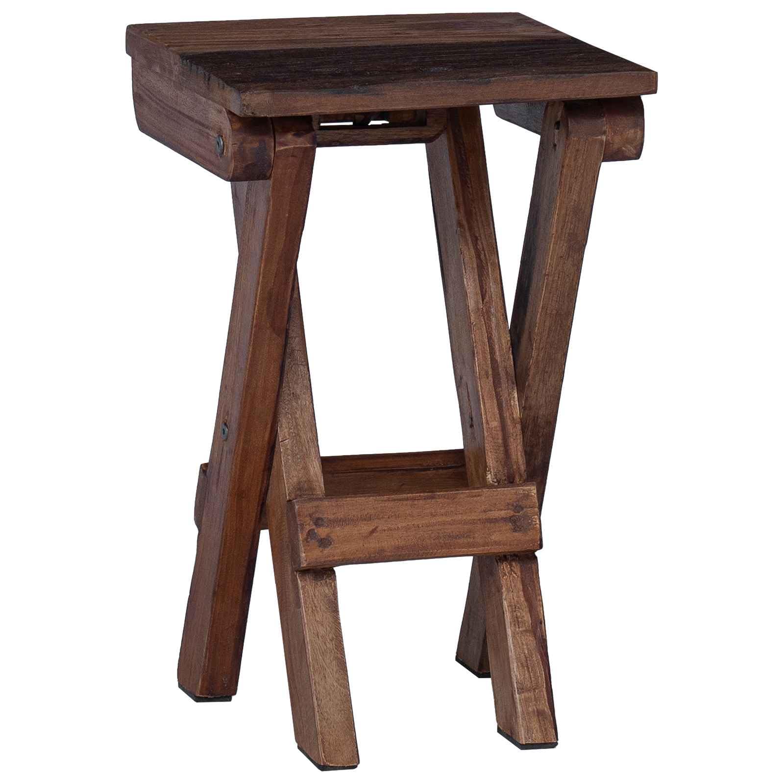 Taboret rybaka z litego drewna, 30 x 30 x 48 cm, taboret do siedzenia z naturalnym brązowym odcieniem i olejowaną powierzchnią, stabilny taboret ogrodowy do aktywności na świeżym powietrzu