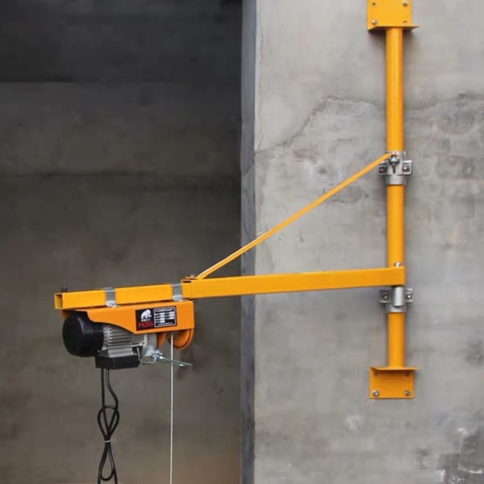 Gru a braccio girevole per montaggio a parete, piccola gru di sollevamento con rotazione di 180 gradi, staffa a colonna tutta in acciaio per garage o officina