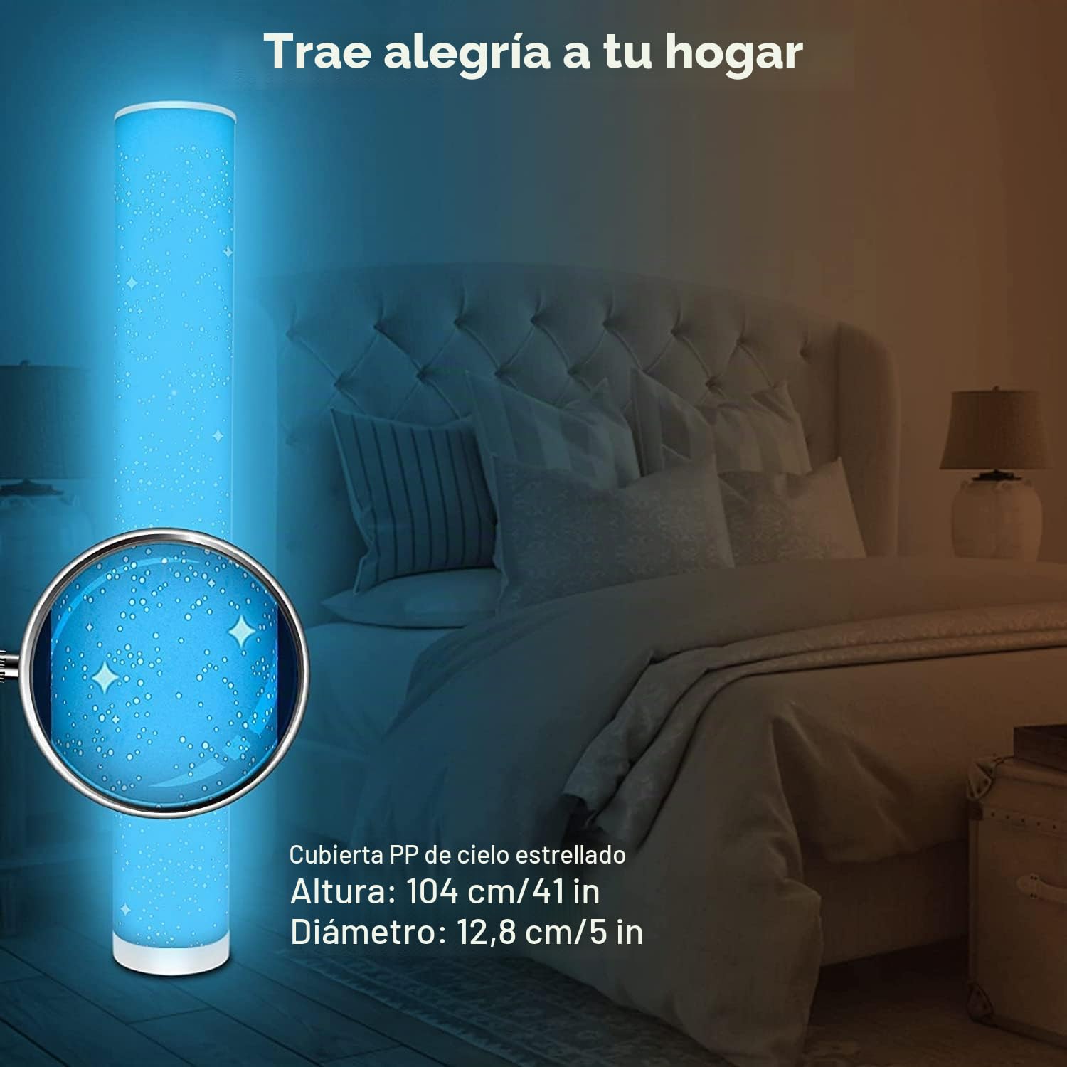 Lacasa Lámpara de Pie, 2 Pack Lampara de pie LED Regulable con Control Remoto, Moderna Cambio de Color Luz de Pie Salon, 10W 1500LM RGB y Blanco Cálido a Frío Lámpara de Pie Inteligente, Altura 104CM