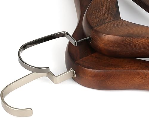 Miniatura 3 de Perchas de madera para trajes, colgador de madera con barra de terciopelo para pantalones, perchas para trajes con barra para pantalones, perchas